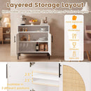 32" Sideboard Buffet Cabinet with 2 Natural Rattan Decorated Doors and Adjustable Shelf by LJGDeals