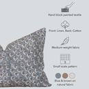 Aster Floral Block Printed Pillow Cover | Blue, Brown | Lumbar by Apartment No.3