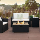 32 x 20 Inch Propane Rattan Fire Pit Table Set with Side Table Tank and Cover by LJGDeals