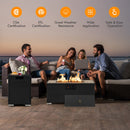32 x 20 Inch Propane Rattan Fire Pit Table Set with Side Table Tank and Cover