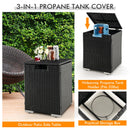 32 x 20 Inch Propane Rattan Fire Pit Table Set with Side Table Tank and Cover