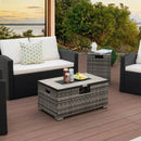 32 x 20 Inch Propane Rattan Fire Pit Table Set with Side Table Tank and Cover by LJGDeals