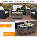32 x 20 Inch Propane Rattan Fire Pit Table Set with Side Table Tank and Cover by LJGDeals