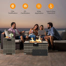 32 x 20 Inch Propane Rattan Fire Pit Table Set with Side Table Tank and Cover by LJGDeals