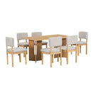 Dining Table Set With 6 Upholstered Chairs, Rectangular Table With Cutout Legs by HouseOfZazla