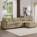 Modern Oversized Modular Cushion Sofa With Ottoman, Low Back, Deep Seating Sofa Set
