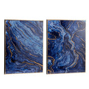 Framed Art Panels, Unique Marbled Design (Set of 2) - Blue by Unique Piece Furniture