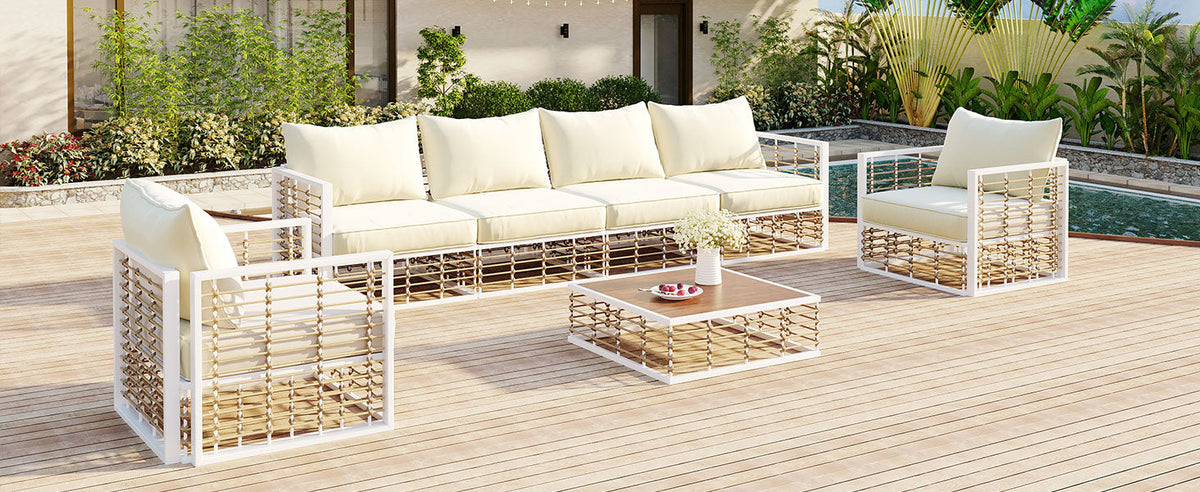 TOPMAX Modern Minimalist 7-Piece Metal Patio Sectional Sofa Set, photo 4 of 10