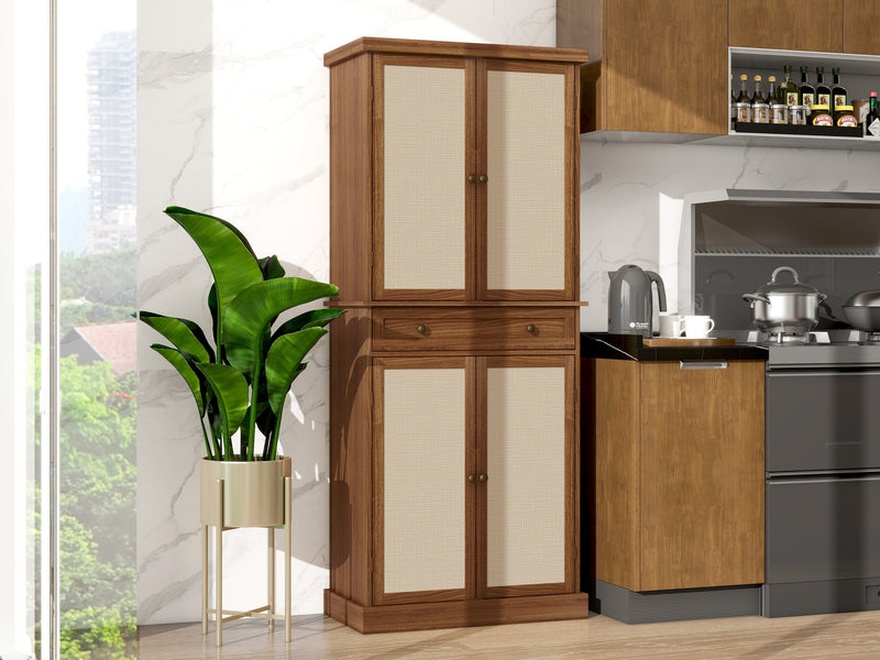 4 Door Cabinet with 1 Drawer, with 4 Adjustable Inner Shelves, Storage Cabinet