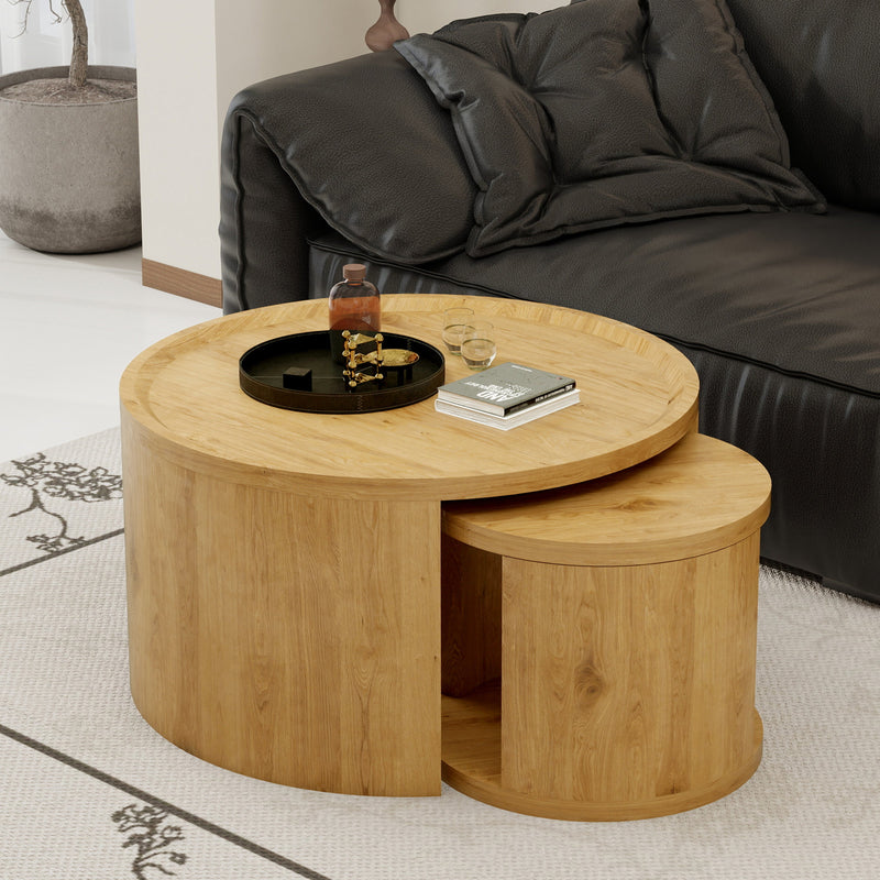 Round Nesting Coffee Table Set of 2, photo 2 of 10