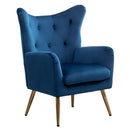 Sovarol - Velvet Button-Tufted Wing Back Accent Chair - Blue by HouseOfZazla