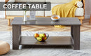 A modern and practical gray textured coffee table,tea table.Double layered coffee table made of MDF material,. Suitable for living room,bedroom and study room. 43.3"x21.6"x16.5" CT-16