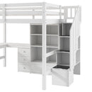 Loft Bed & L Shaped Desk, Drawers, Cabinet, And Storage Staircase by HouseOfZazla