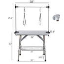 Folding Dog Pet Grooming Table Stainless Steel Frame Rubber Mat On Board With Adjustable Arm And Clamps Pet Dog Cat Grooming Table by HouseOfZazla