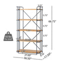 Yorktown Industrial 5 Shelf Bookcase with Metal Pipework and Solid Fir - Natural
