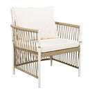 TOPMAX Modern 5-Piece Patio Extendable Wooden Dining Table Set, 12inch Butterfly Leaf Foldable Round Kitchen Table Set with 4 Rattan Arm Chairs for Backyard,Balcony, Garden, Poolside, Natural