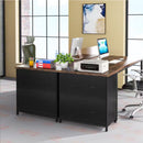 2 Drawer Lateral File Cabinet, A4 / Letter Size, Heavy Duty Storage For Home Office - Brown / Black by HouseOfZazla