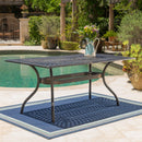 Enchantia Outdoor Rectangular Dining Table with Weave Tabletop and Flared Legs - Copper by HouseOfZazla