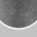 32 x 32 Inch Round Frameless LED Illuminated Bathroom Mirror, Touch Button Defogger, Metal, Silver