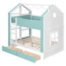 Full Size Bunk Bed with Storage Drawers & Shelves