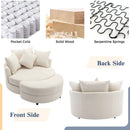 360° Swivel Accent Barrel Chair With Storage Ottoman & 4 Pillows, Modern Leisure Chair Round Accent For Living Room by Unique Piece Furniture