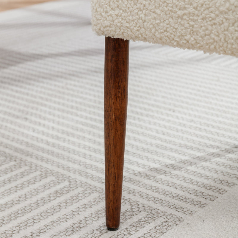 Accent Chairs Set of 2, Boucle Chairs with Solid Woood, Upholstered Dining Chairs for Living Room, Kitchen, Bedroom, Beauty Room,Dining room-Cream