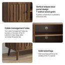55" TV Cabinet With Vertical Groove Doors, Adjustable Shelves - Walnut
