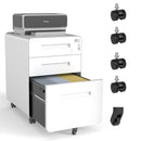 3-Drawer Mobile File Cabinet With Lock, On Casters, Holds A4/Letter Files