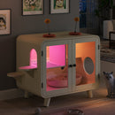 Cat Hidden Litter Box Enclosure with RGB LED Light and Glass Doors by HouseOfZazla