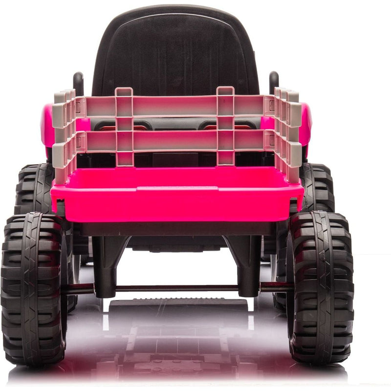 Ride on Tractor with Trailer,24V Battery Powered Electric Tractor Toy, 200wx2motor 1.86-4.97MPH/Remote Control,electric car for kids,Three speed adjustable,USB,MP3, Bluetooth,LED light, safety belt