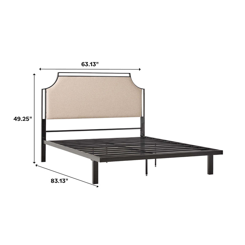 Mimi Upholstered Traditional Metal Queen Bed