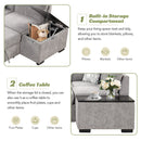 83.8" Reversible Sectional Pull-Out Sofa Bed L-Shaped Corner Sofa Couch with Storage Chaise, USB Ports, Power Sockets, Cup Holder for Living Room, Bedroom, Study,Light Gray