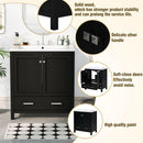 30' Black Bathroom Vanity with Single Sink, Combo Cabinet Undermount Sink, Bathroom Storage Cabinet with 2 Doors and a Drawer, Soft Closing, Multifunctional Storage, Solid Wood Frame