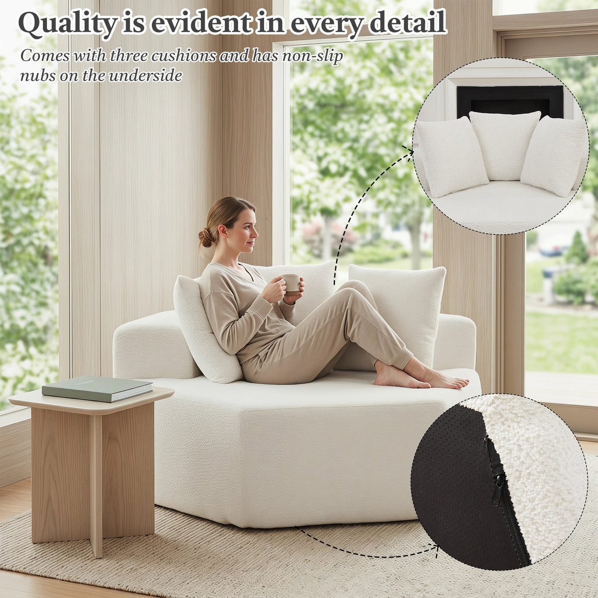 54-Inch Modern-Style Hexagonal Single Lounge Chair, photo 3 of 10