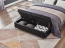 56.7" Bed Bench with Storage Black Leather