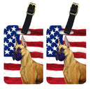 USA American Flag with Great Dane Luggage Tag