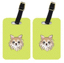 Checkerboard Lime Green Chihuahua Luggage Tag