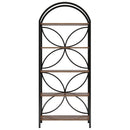 Tall 5 Tier Arched Bookshelf With Shelves For Living Room - Rustic Brown by HouseOfZazla