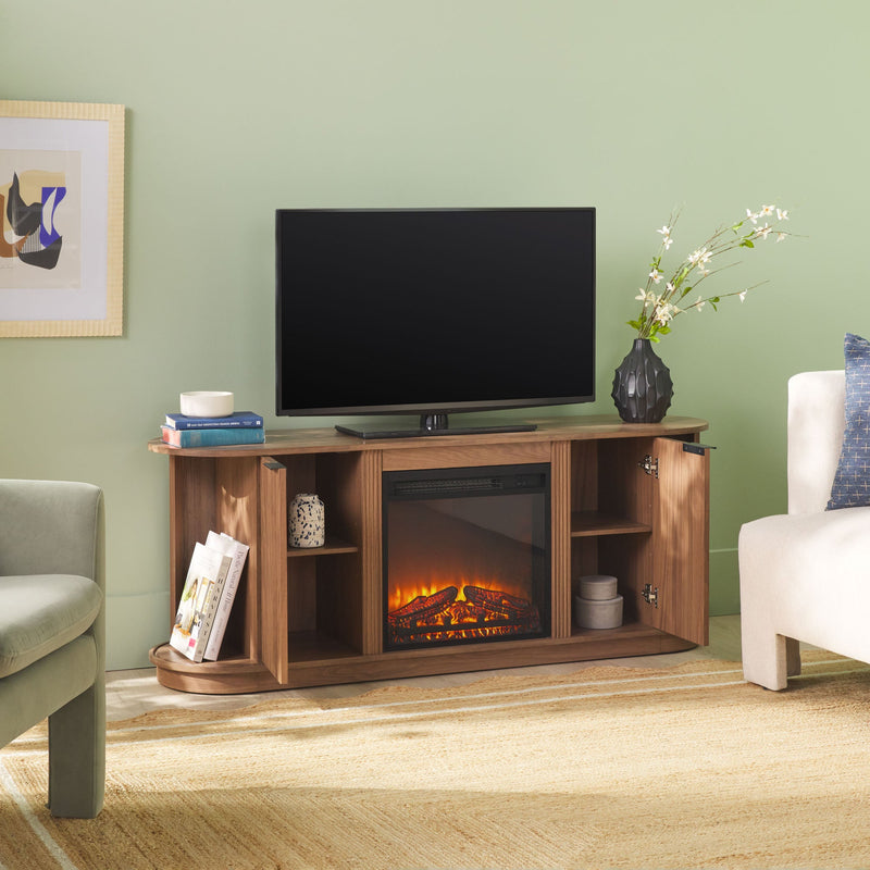 Chloe Modern Scandinavian Reeded Fireplace TV Stand