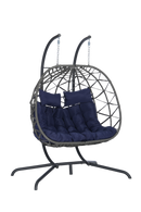 2 Person Outdoor Rattan Hanging Chair Patio Wicker Egg Chair
