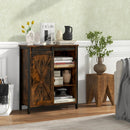 32 Inch Farmhouse Sideboard Buffet Cabinet with Sliding Barn Door and Adjustable Shelves-Rustic Brown by DirectDeals