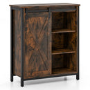 32 Inch Farmhouse Sideboard Buffet Cabinet with Sliding Barn Door and Adjustable Shelves-Rustic Brown by DirectDeals
