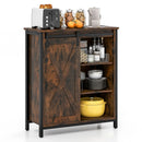 32 Inch Farmhouse Sideboard Buffet Cabinet with Sliding Barn Door and Adjustable Shelves-Rustic Brown by DirectDeals