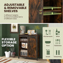 32 Inch Farmhouse Sideboard Buffet Cabinet with Sliding Barn Door and Adjustable Shelves-Rustic Brown by DirectDeals