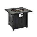 32 Inch Propane Fire Pit Table Square Tabletop with Lava Rocks Cover 50000 BTU-Black by LJGDeals