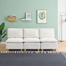 88-inch simple, modern and ultra-comfortable straight-row three-seater off-white flannel sofa is suitable for living rooms, bedrooms and balconies.
