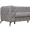 85.5" Velvet Upholstered Sofa with Sturdy Metal Legs, Modern Sofa Couch with Button Tufted Back, 3 Seater Sofa Couch for Living Room, Apartment, Home Office, Gray
