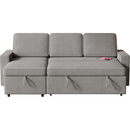 85.8" Pull Out Sleeper Sofa L-Shaped Couch Convertible Sofa Bed with Storage Chaise And Storage Racks,With USB Port And T-pyce Port