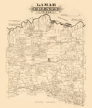 Vintage Map of Lamar County, Texas 1870
