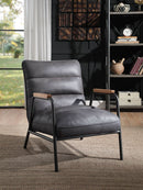 Nignu - Top Grain Leather Matt Iron Accent Chair - Gray by Unique Piece Furniture